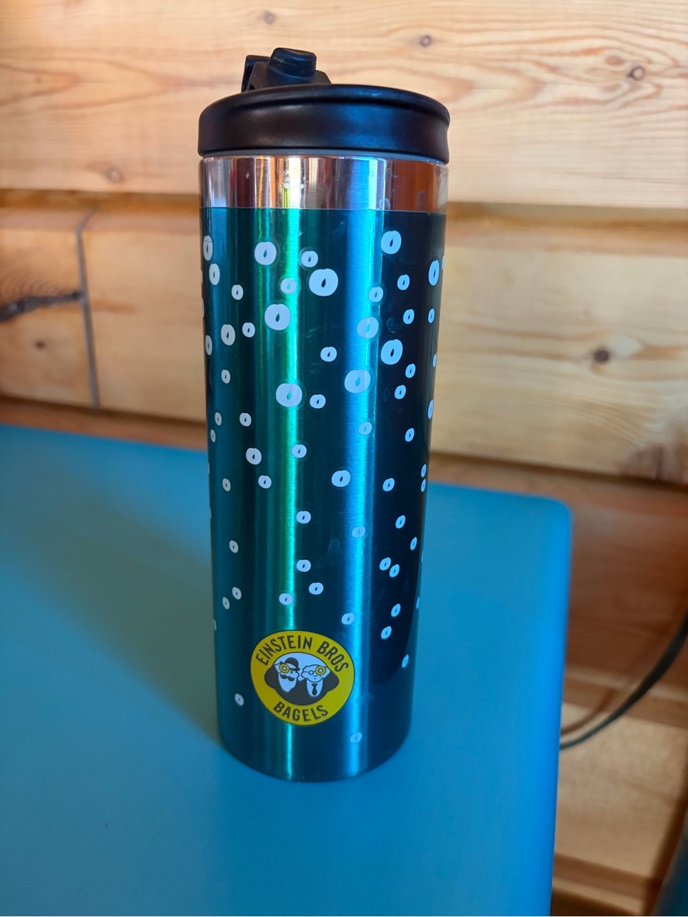 Einstein Brothers bagels Teal Bubble Travel Tumbler with Black Lid